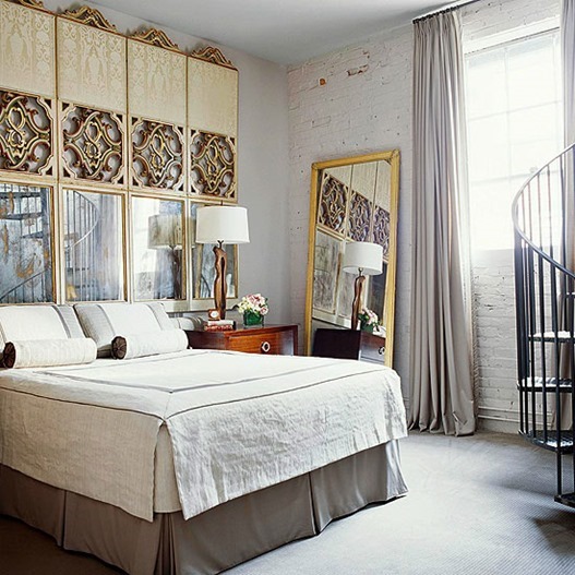 Combo of metal and mirrors for headboard #headboard #bedroom #homedecor #decoratingideas #decorhomeideas