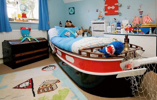 Pirate-inspired boy bedroom #kidsbed #bed #kidsfurniture #kidsroom #homedecor #decorhomeideas