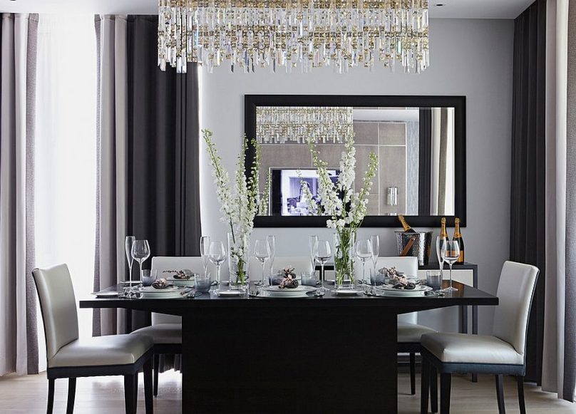 Crystal chandelier over dining table #homedecor #decoratingideas #accent #decorhomeideas