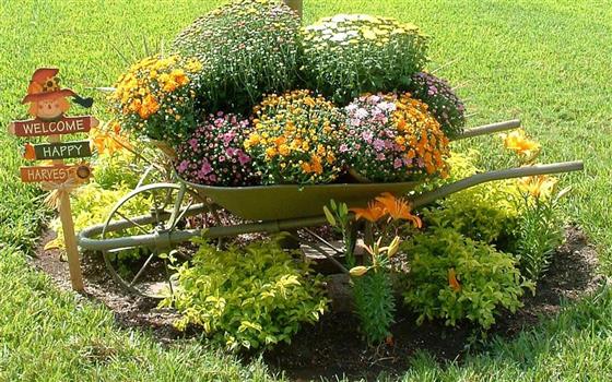 Wheelbarrow planter #flowerpot #planter #gardens #gardenideas #gardeningtips #decorhomeideas