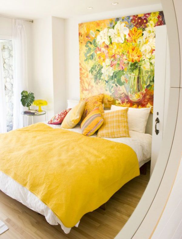 Artwork used as a headboard #headboard #bedroom #homedecor #decoratingideas #decorhomeideas