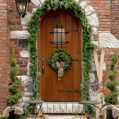 Wreath and topiaries