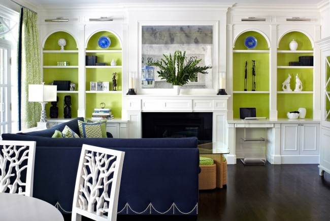 Blue and apple green wall furniture for a living room #livingroom #furniture