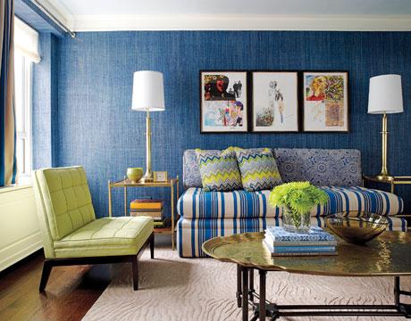 Living room in blue and green #livingroom