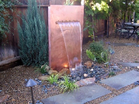 Copper falling water feature
