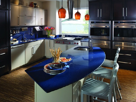 Blue countertops