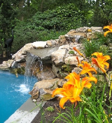 Swimming pool and a waterfall