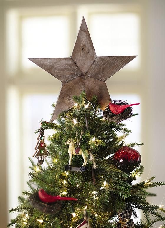 Wooden star Christmas tree topper