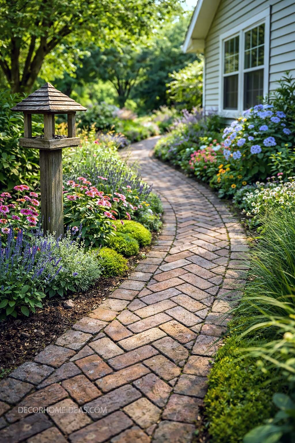 Charming Brick Garden Pathway for a Cottage Style Front Yard