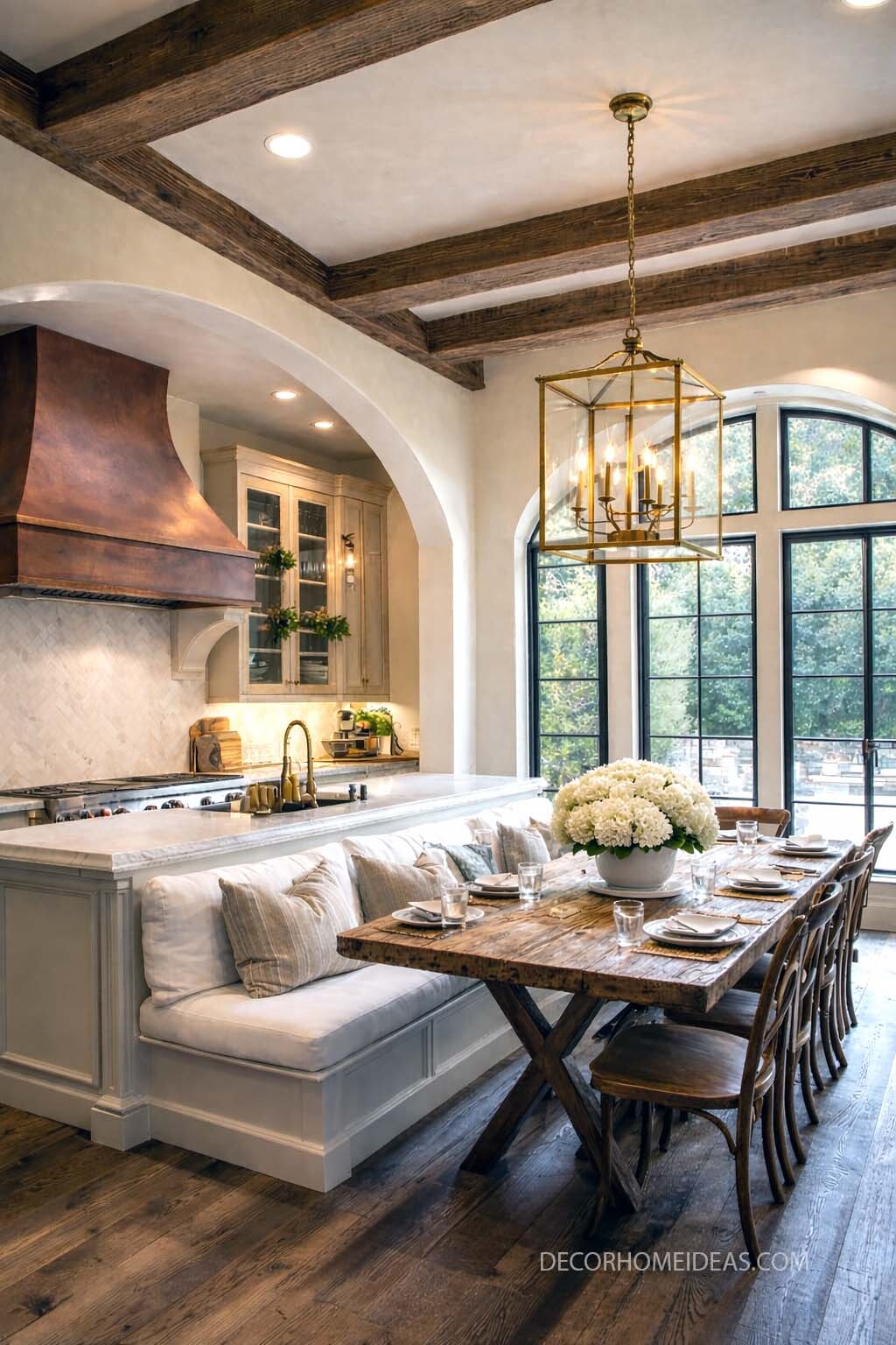 Farmhouse Kitchen with Built In Banquette