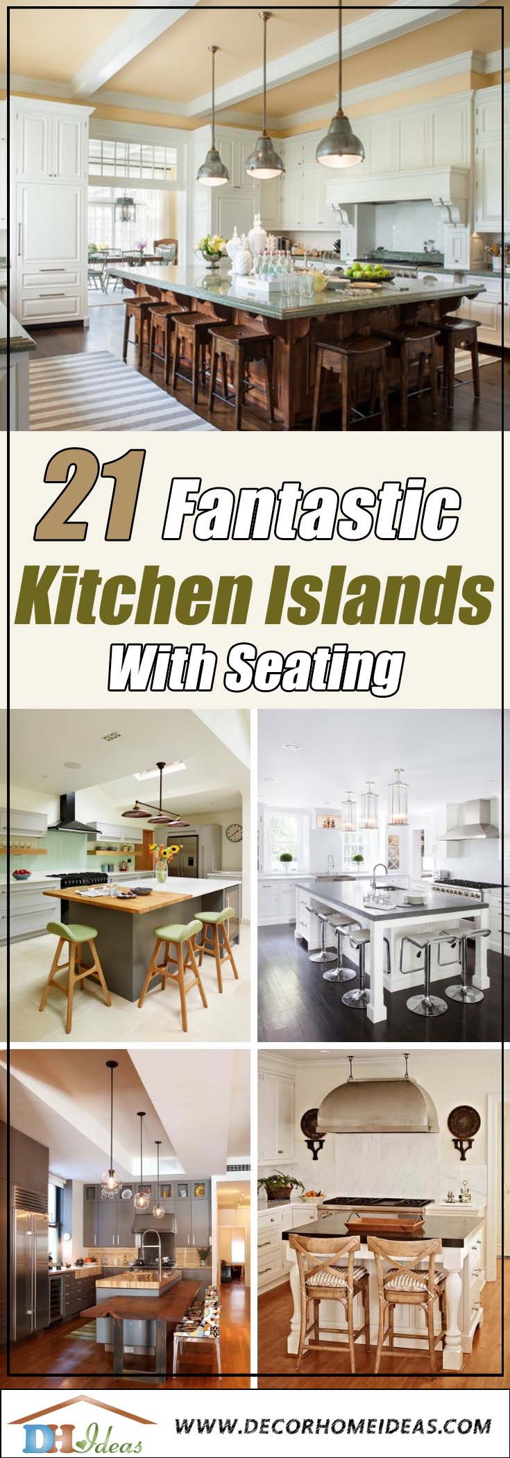 21 Kitchen Islands With Seating You'll Never Stop Dreaming Of | Great kitchen islands with seating to create comfort and coziness #kitchen #furniture #interiordesign #kitchenisland #seating #homedecor #decorhomeideas 