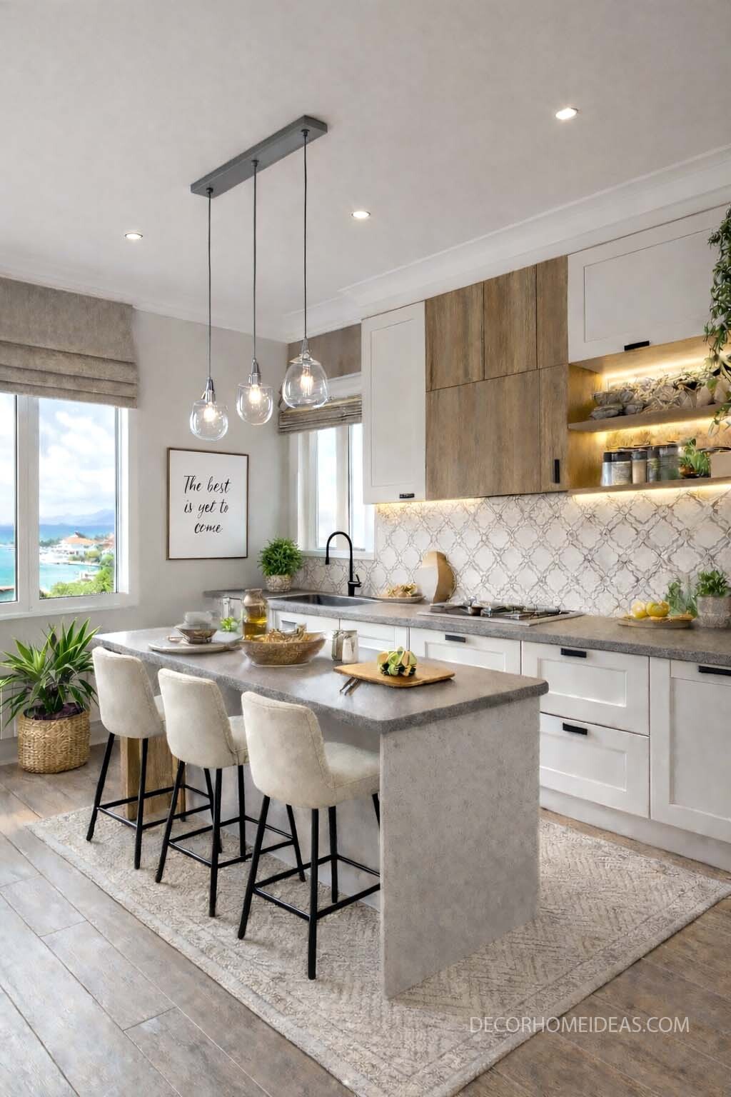 Modern Kitchen with Neutral Island