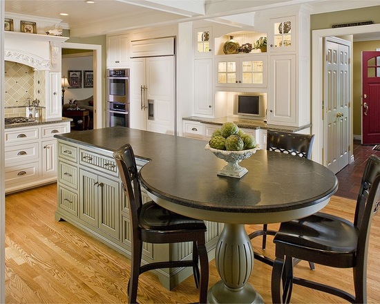 Round kitchen island #kitchen #furniture #interiordesign #kitchenisland #seating #homedecor #decorhomeideas 