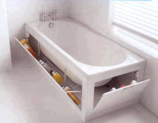 Under bathtub bathroom storage ideas #diy #storage #organization #organize #decoratingideas #homedecor #decorhomeideas