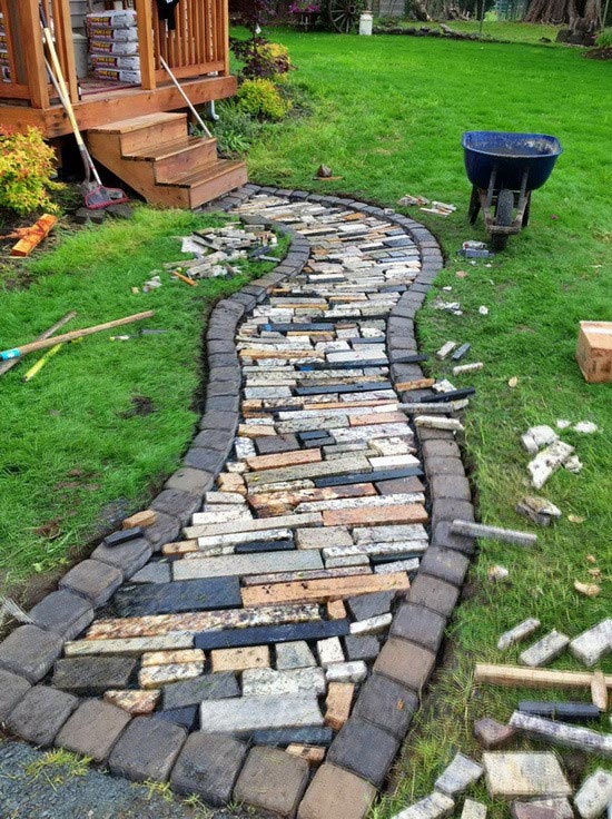 Walkway made from recycled granite countertops #gardens #gardening #diy #gardenideas #gardeningtips #decorhomeideas