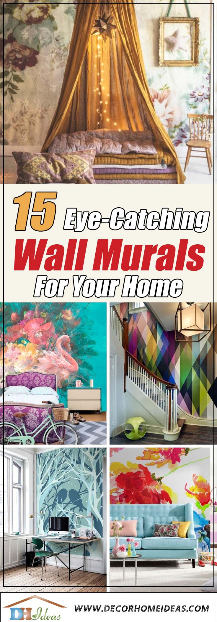 15 Eye Catching Modern Murals for Interior Home Decor | Great wall decoration with wall stickers and murals for interior design #mural #sticker #painting #homedecor #walldecor #decoratingideas #interiordesign #decorhomeideas 