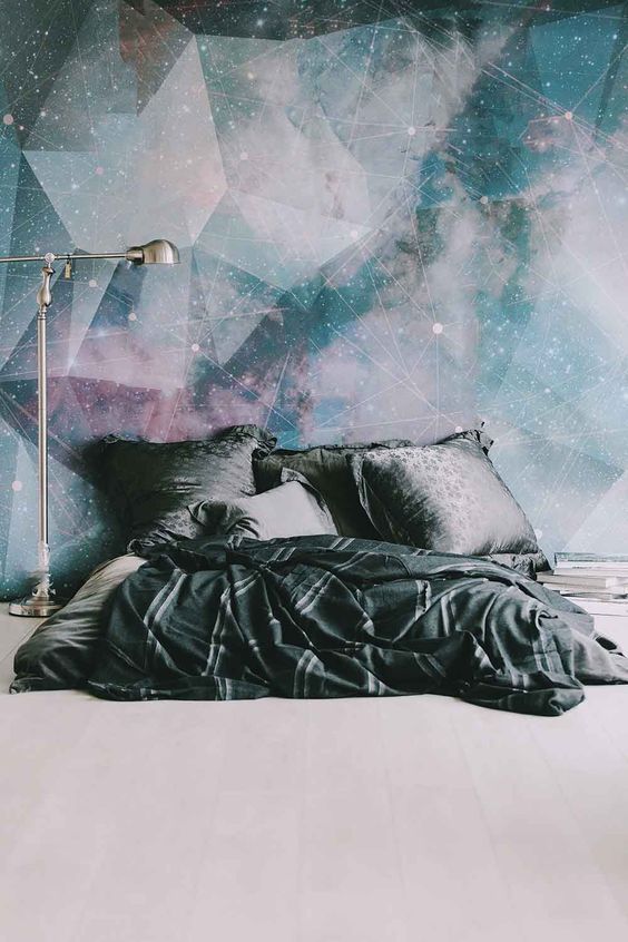 Galaxy wall mural decor idea #mural #sticker #painting #homedecor #walldecor #decoratingideas #interiordesign #decorhomeideas 