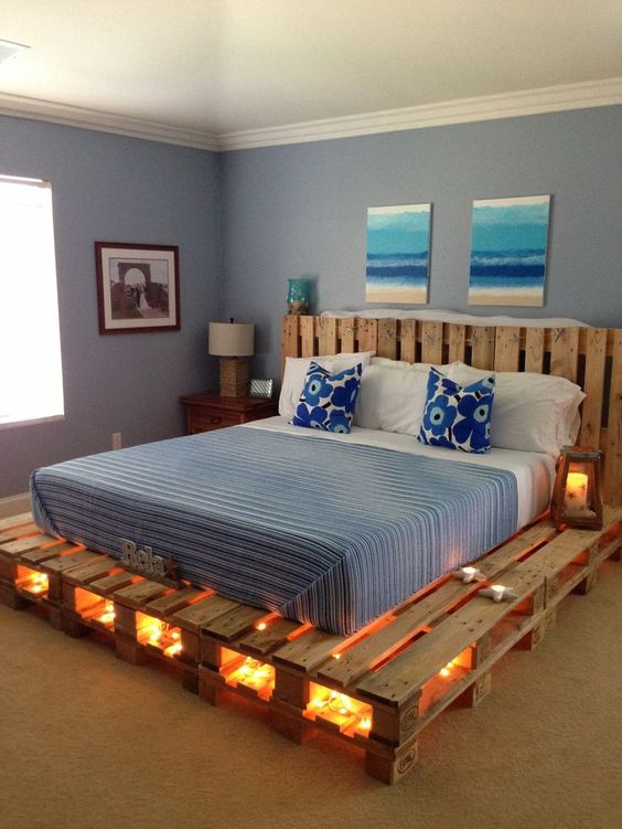 Great dıƴ pallet bed idea #dıƴ #pallets #furnıture #makeover #repurpose #woodenpallet #homedecor #decoratıngideas #decorhomeideas