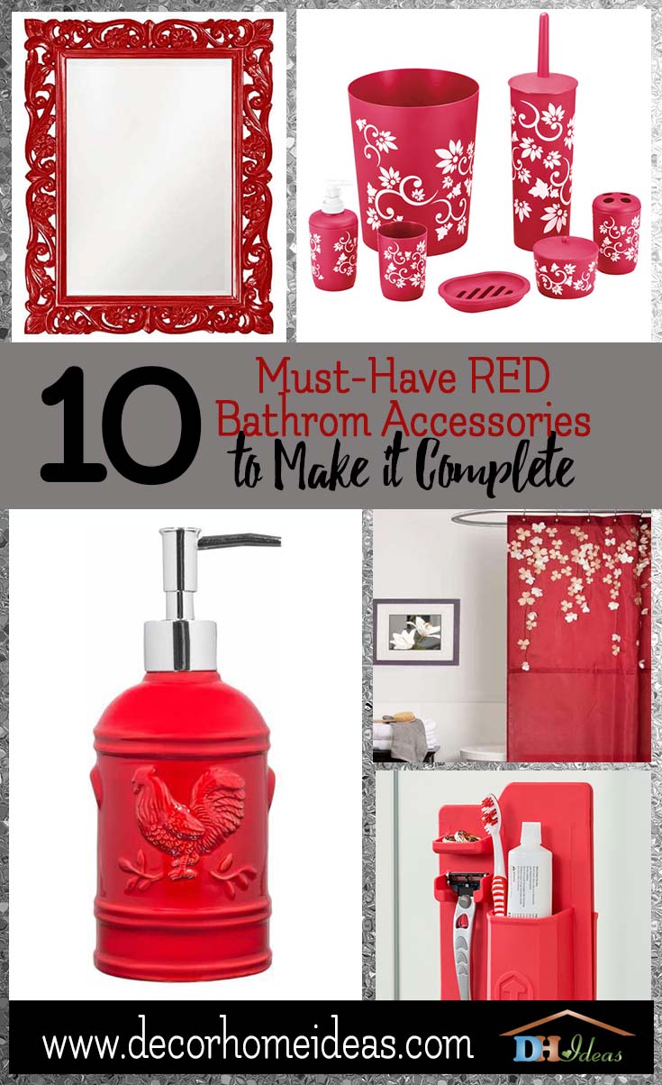 10 Must Have Red Bathroom Accessories To Make It Complete | Red bathroom accessories and cool items. #bathroom #red #decor #accessories #homedecor #decorhomeideas