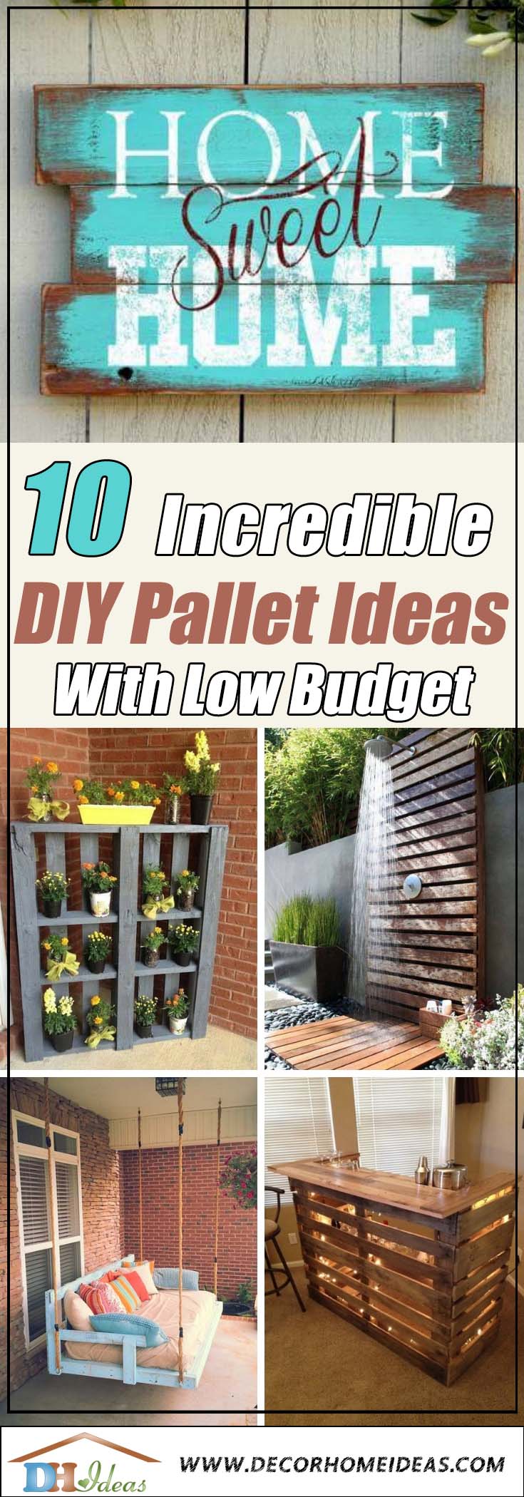 10 DIY Pallet Ideas With Low Buidget | Inspire yourself with these great DIY wooden pallet ideas and designs. #pallet #diy #pallets #furniture #makeover #repurpose #woodenpallet #homedecor #decoratingideas #decorhomeideas 