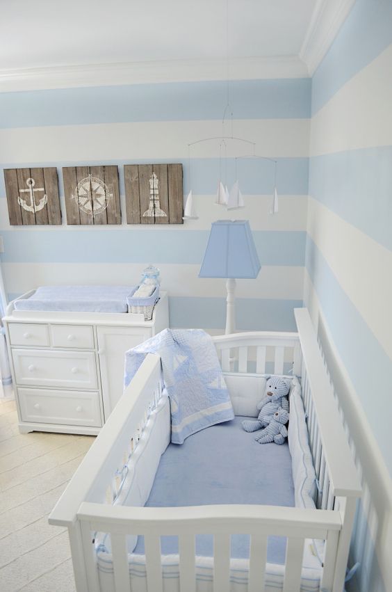 blue and grey nursery decor