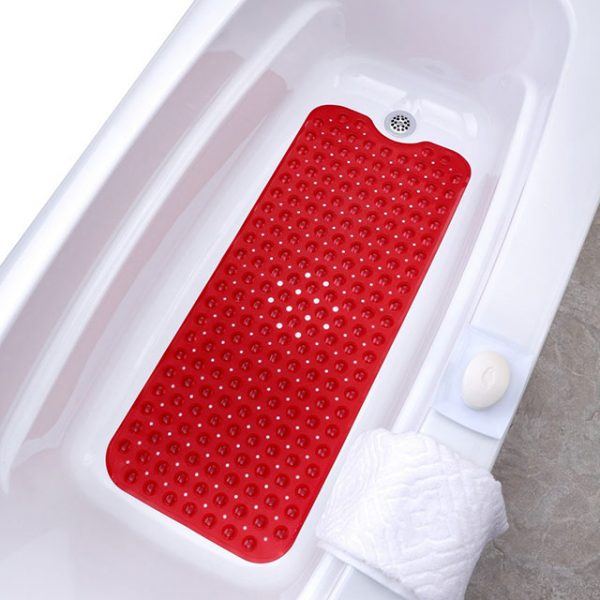 Red extra long vinyl bath mat #bathroom #red #decor #accessories #homedecor #decorhomeideas