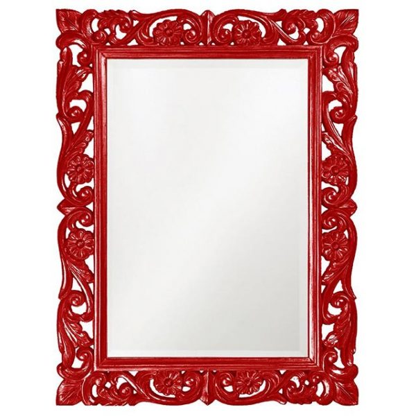 Red frame bathroom mirror #bathroom #red #decor #accessories #homedecor #decorhomeideas