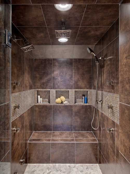 Rustic brown bathroom design idea #bathroom #bathroomdesign #bathroomideas #bathroomreno #bathroomremodel #decorhomeideas