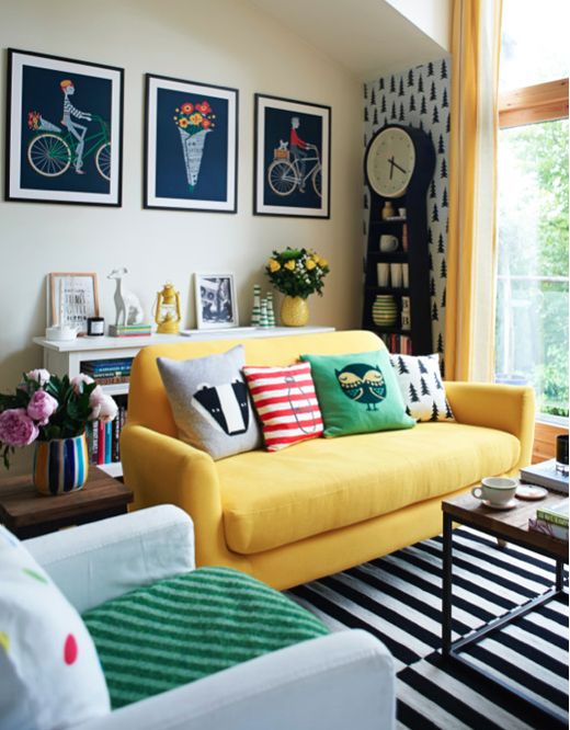 Yellow sofa design idea #sofa #couch #design #furniture #interiordesign #homedecor #decorhomeideas