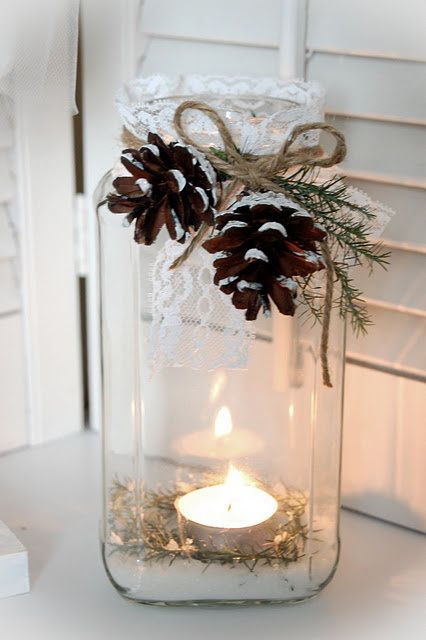 Beautiful Christmas jar decor idea #xmas #x-mas #christmas #christmasdecor #christmasjars #jars #decoration #christmasdecorations #decoratingideas #festive #decorhomeideas