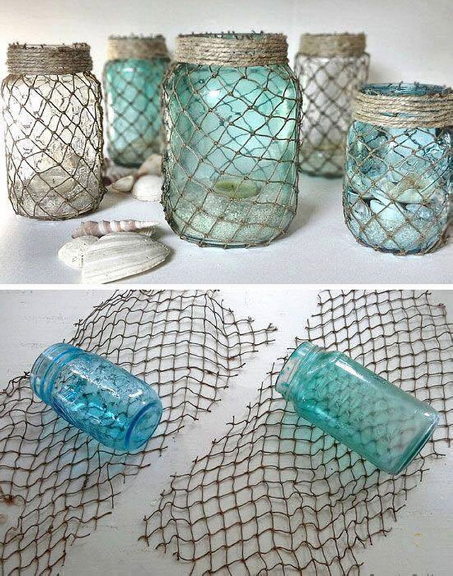 Beautiful sea decor jar idea #jars #recycledjars #decoratingideas #homedecor #decorating #diy #home #decorhomeideas