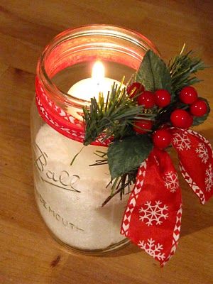 Candle light jar decor idea #xmas #x-mas #christmas #christmasdecor #christmasjars #jars #decoration #christmasdecorations #decoratingideas #festive #decorhomeideas