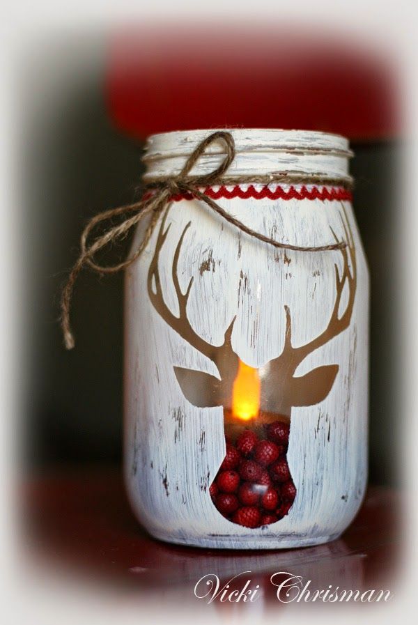 Christmas candle jar deer idea #xmas #x-mas #christmas #christmasdecor #christmasjars #jars #decoration #christmasdecorations #decoratingideas #festive #decorhomeideas