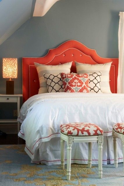 Great orange headboard style #headboard #bedroom #homedecor #decoratingideas #decorhomeideas