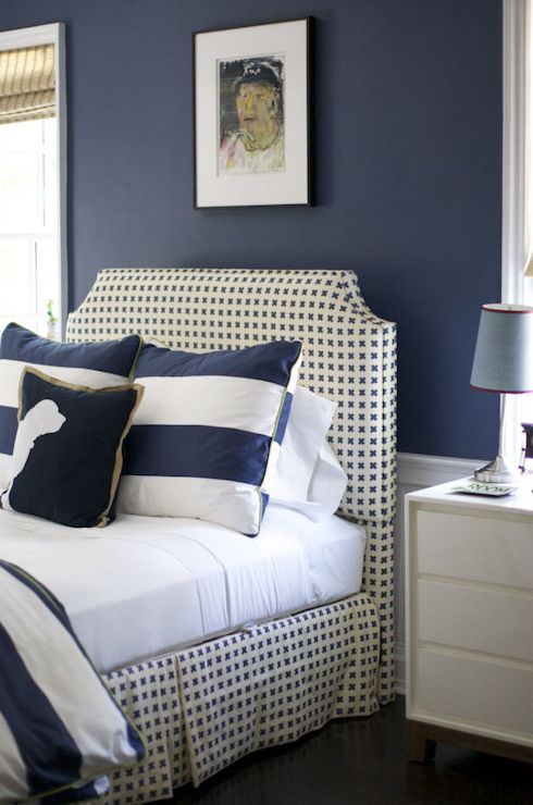 Navy design headboard idea #headboard #bedroom #homedecor #decoratingideas #decorhomeideas