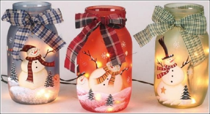 Painted snowman mason jars #xmas #x-mas #christmas #christmasdecor #christmasjars #jars #decoration #christmasdecorations #decoratingideas #festive #decorhomeideas