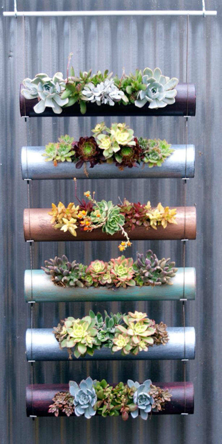 Pvc pipe made hanging succulent garden idea #diy #pvcpipes #homedecor #decoratingideas #pvc #decorhomeideas #succulents