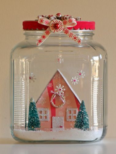 Snow house jar decor idea #xmas #x-mas #christmas #christmasdecor #christmasjars #jars #decoration #christmasdecorations #decoratingideas #festive #decorhomeideas