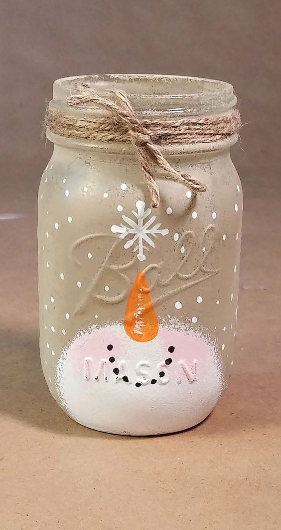 Snowman candle christmas jar idea #xmas #x-mas #christmas #christmasdecor #christmasjars #jars #decoration #christmasdecorations #decoratingideas #festive #decorhomeideas