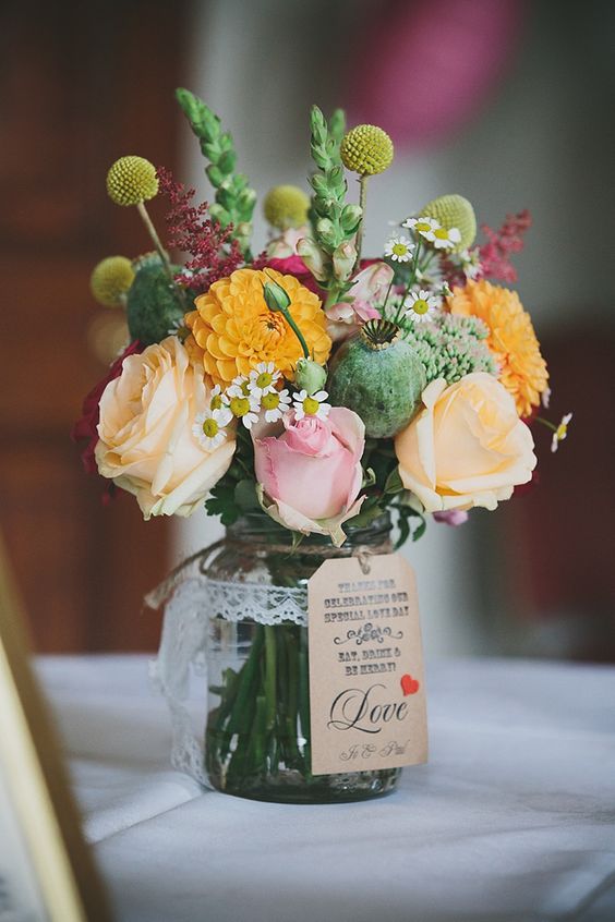 Vintage wedding jar roses idea #jars #diy #homedecor #wedding #decoratingideas #garden #outdoor #decorhomeideas 