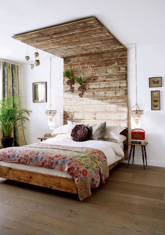 Wood headboard bed style #headboard #bedroom #homedecor #decoratingideas #decorhomeideas