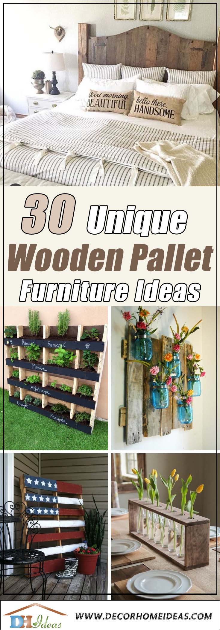 30 Ways of Turning Wooden Pallets Into Unique Pieces of Furniture | Get some amazing ideas on DIY wooden pallet furniture and decoration. #pallet #pallets #diy #old #furniture #makeover #repurpose #wooden #wood #decoratingideas #decorhomeideas