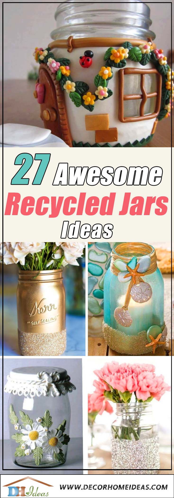 27 Awesome Recycled Jars Ideas For Every Home | DIY your own amazing recycled jars with these decor ideas #jars #recycledjars #decoratingideas #homedecor #decorating #diy #home #decorhomeideas