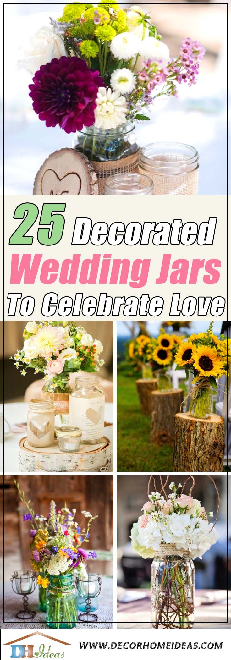 25 Decorated Wedding Jar Ideas To Celebrate Love | Get creative ideas for your wedding with these jars #jars #diy #homedecor #wedding #decoratingideas #garden #outdoor #decorhomeideas 