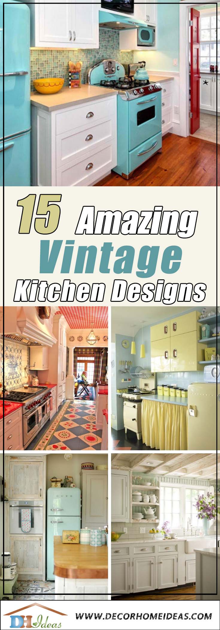 15 Wonderful Vintage Kitchen Designs To Inspire You | Create some vintage look in your kitchen with these amazing ideas. #kitchen #vintage #color #bold #design #interiordesign #homedecor #decorhomeideas