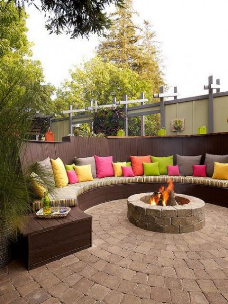 beautiful round fire pit patio idea