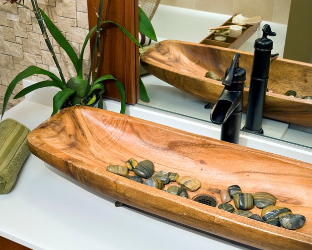 beautiful wooden sink spa feeling bathroom idea #spadecor #bathroom #homespa #spahome #relaxhome #spa #homedecor #decoratingideas #spadesign #decorhomeideas