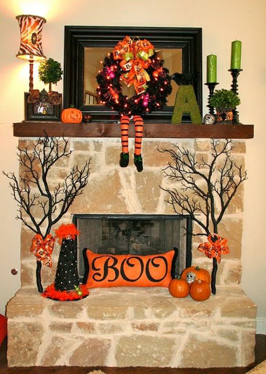 Boo Autumn mantel decoration idea #falldecor #mantel #manteldecor #homedecor #decoratingideas #decorhomeideas