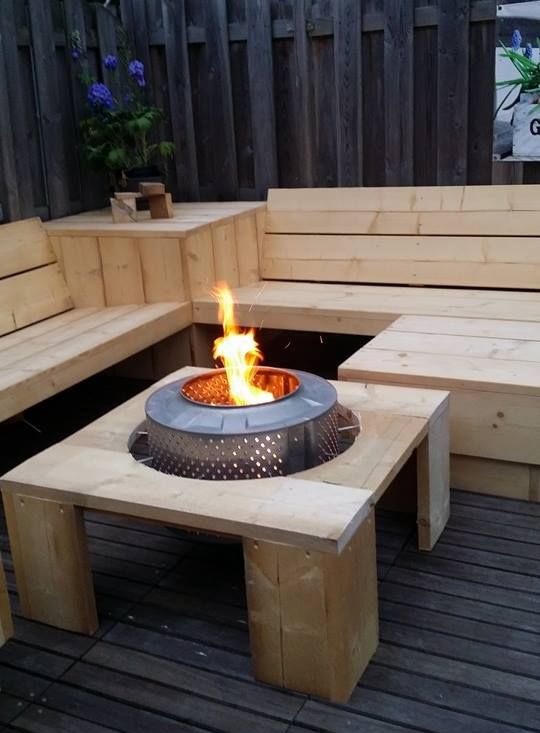 Fire pit made of old washing machine low cost idea #diy #firepit #exterior #patio #decoratingideas #cozy #decor #garden #backyard #fire #design #decorhomeideas