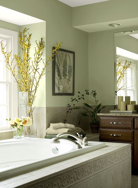 pretty green natural look spa style bathroom #spadecor #bathroom #homespa #spahome #relaxhome #spa #homedecor #decoratingideas #spadesign #decorhomeideas